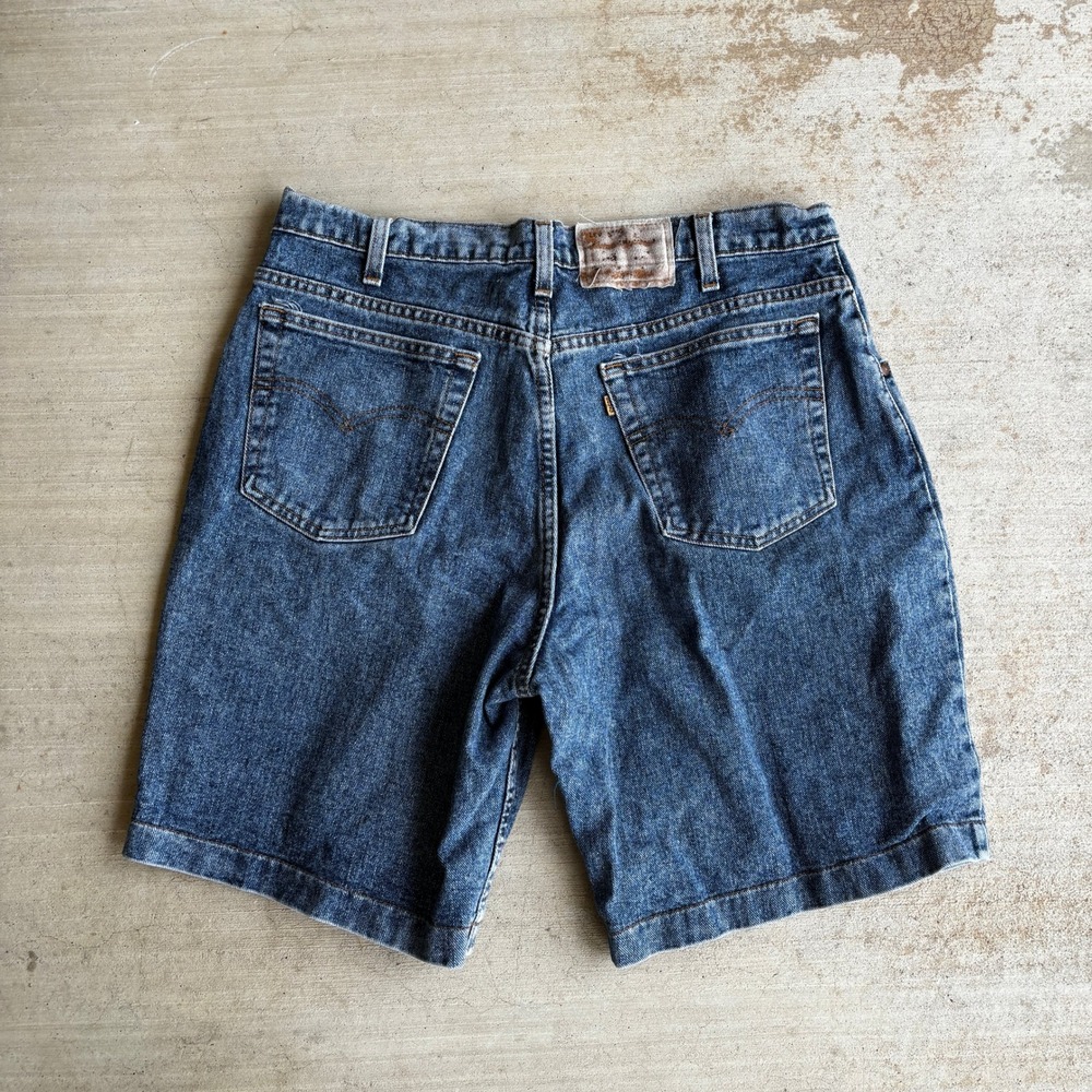 Levi Loose Fit Denim Shorts Blue Medium Wash Orange Tab Made in USA 36 Mens Y2K